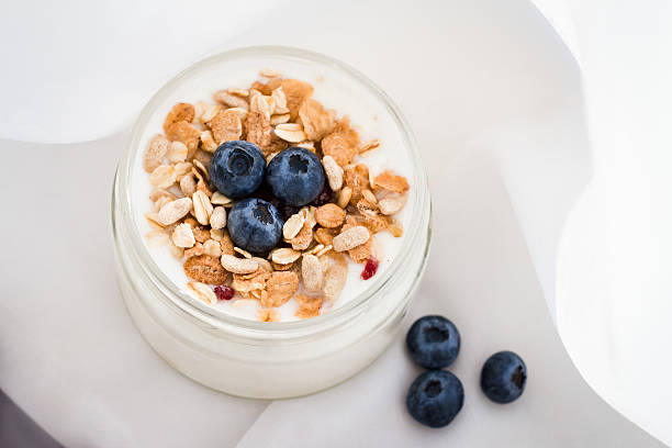 istock yogurt with muesli and blueberry  in the jar 526820870