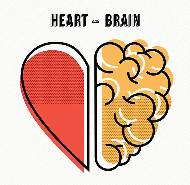 Vector illustration of Heart and brain concept design in modern style