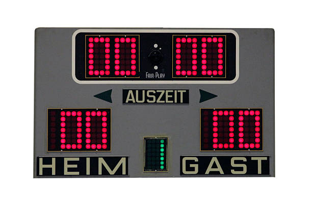 Digital scoreboard with timeout indicator Digital scoreboard with timeout indicator tie game stock pictures, royalty-free photos & images