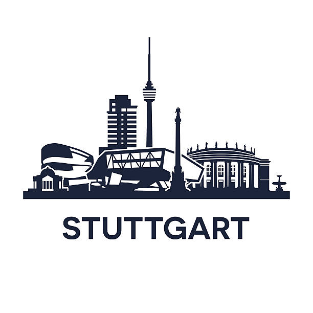 stuttgart skyline-logo - stuttgart stock-grafiken, -clipart, -cartoons und -symbole