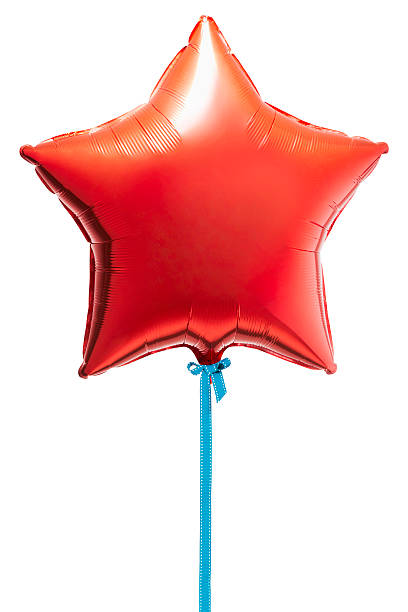 istock Star shaped red helium balloon on blue cord 526826234