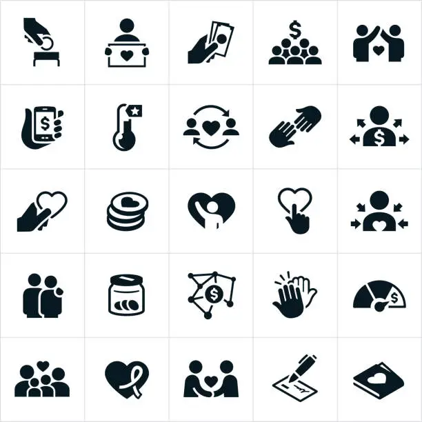 Vector illustration of Fundraising and Charity Icons