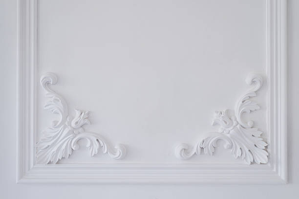 istock Luxury white wall design bas-relief with stucco mouldings roccoco 526827732