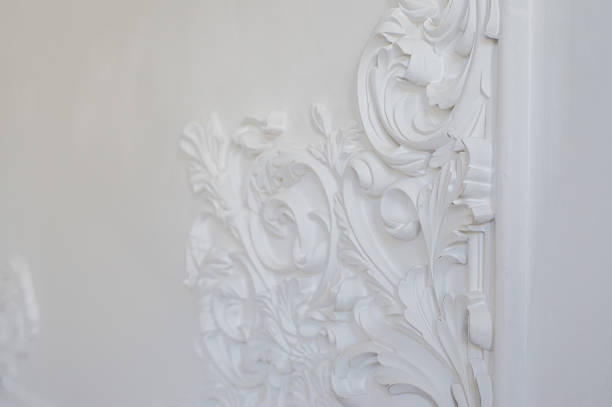 istock White wall molding with geometric shape and vanishing point. Horizontal 526827962