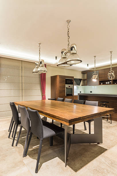 istock Kitchen and dining area in luxury villa interior 526831358
