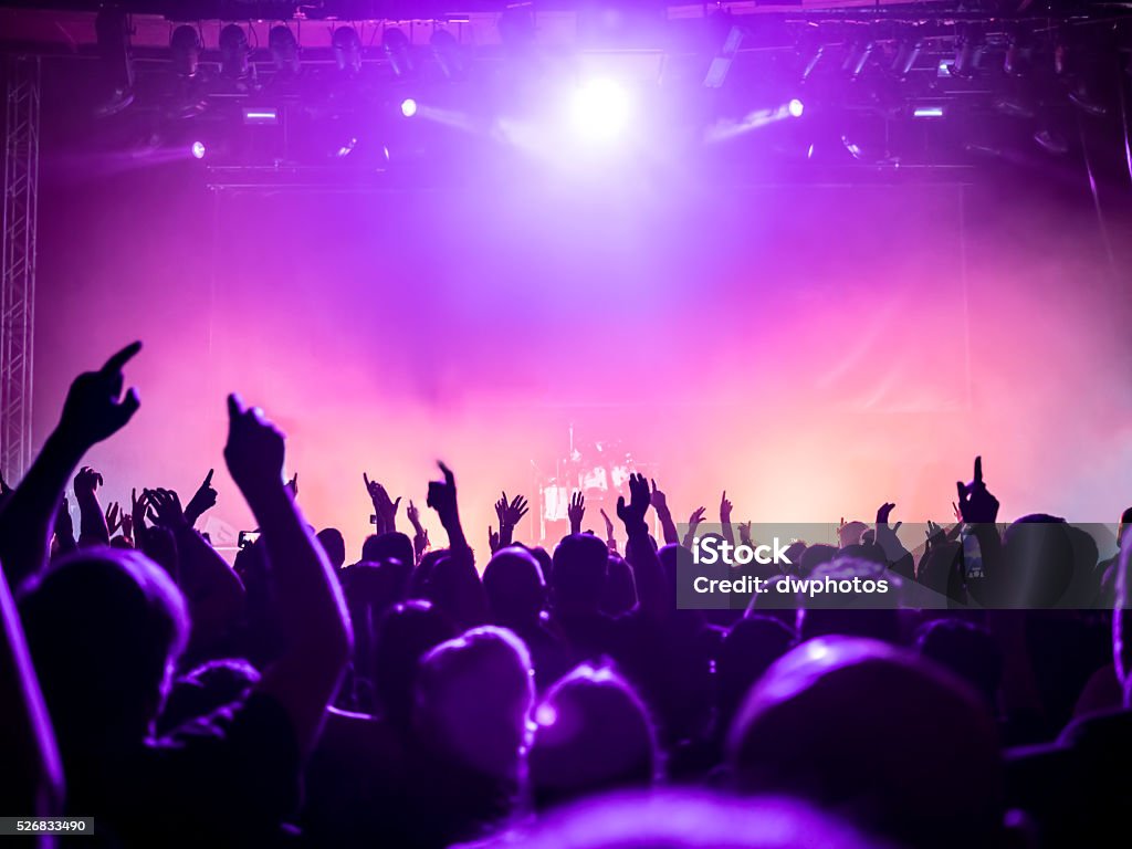 Concert Crowd Silhouettes of crowd at a rock concert Music Festival Stock Photo