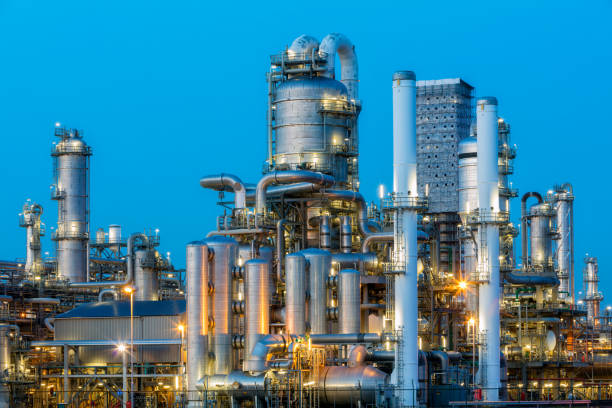 istock Petrochemical Plant Illuminated at Dusk 526834262