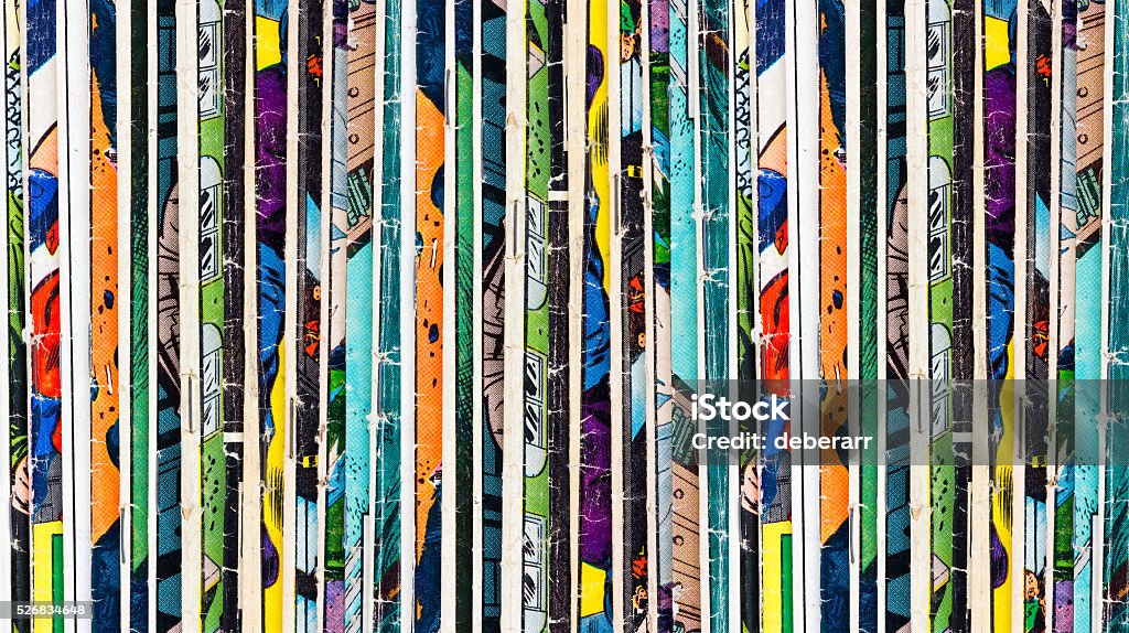 Comic Books Background Texture Stack of old vintage comic books background texture pattern Comic Book Stock Photo