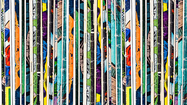 Comic Books Background Texture Stack of old vintage comic books background texture pattern superhero photos stock pictures, royalty-free photos & images