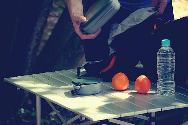 istock Prepare meals on the table in the camp 526835356