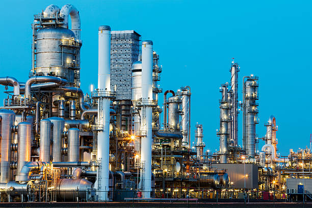 istock Petrochemical Plant Illuminated at Dusk 526836046