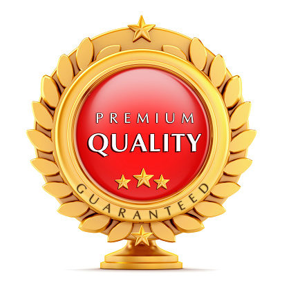 Premium quality guaranteed badge isolated on white.