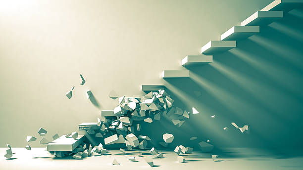 istock Ruined staircase as background 3d illustration 526838863