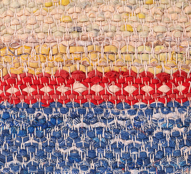 istock Closeup of old woven rag rug 526840111