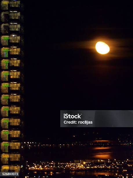 Moon Over New York City Stock Photo - Download Image Now - East River - New York City, Manhattan - New York City, Moon