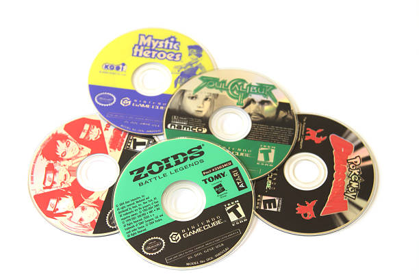 assortimento di gioco nintendo gamecube etichette sui dischicon zoids in alto - nintendo gamecube foto e immagini stock