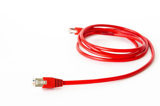 Red network cable stock photo