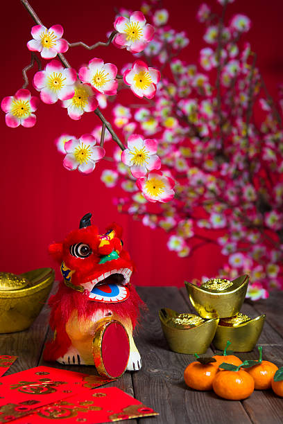 istock chinese new year lion and decorations 526842648