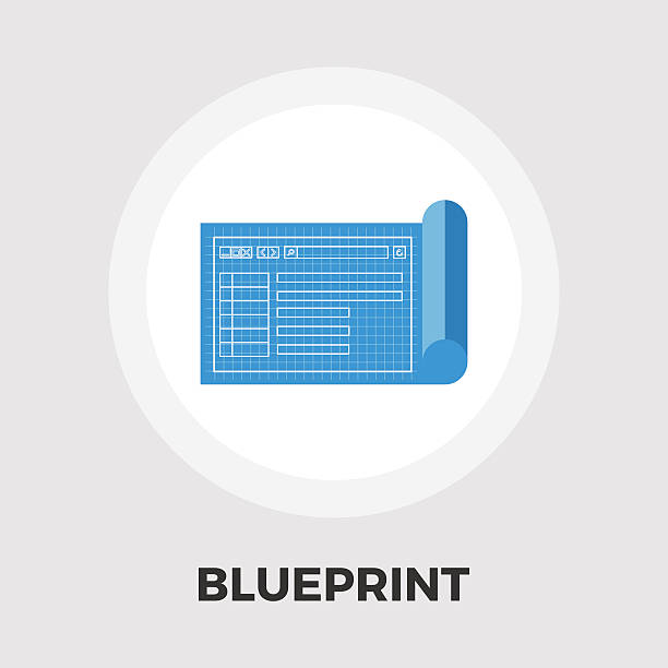 Blueprint flat icon Blueprint icon vector. Flat icon isolated on the white background. Editable EPS file. Vector illustration. blueprint borders stock illustrations