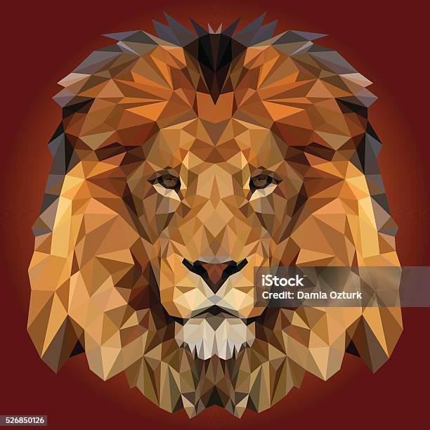 Abstract Low Poly Lion Design Stock Illustration - Download Image Now - Lion - Feline, Geometric Shape, University