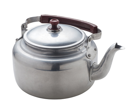 Silver kettle isolated on white background