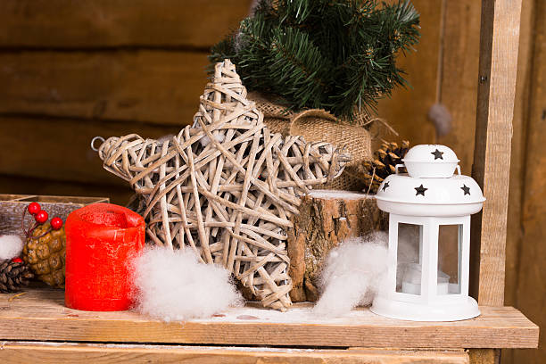 istock Simple Christmas Decors on Wooden Table 526854343