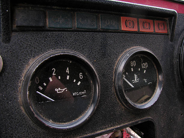 istock The sensors on the panel in an old Russian truck 526855061