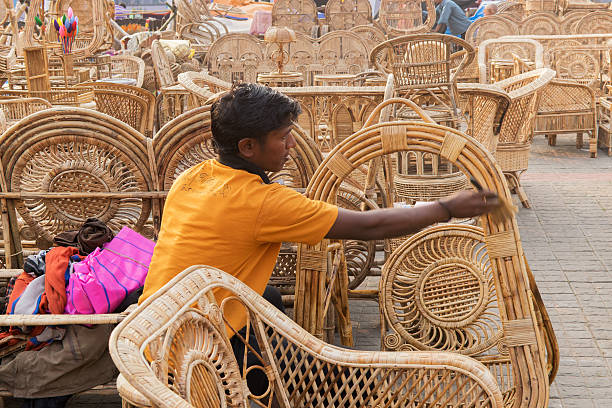 Cane furnitures, Indian handicrafts fair stock photo