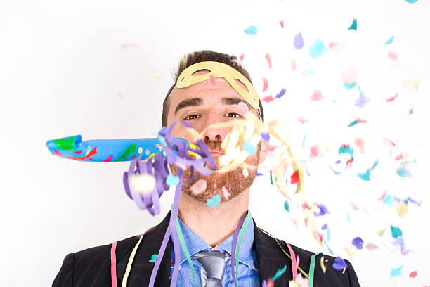 istock Man celebrating a new year party 526857735