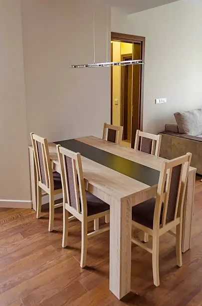 Dining-table in living room - renovated apartment in Sofia, Bulgaria