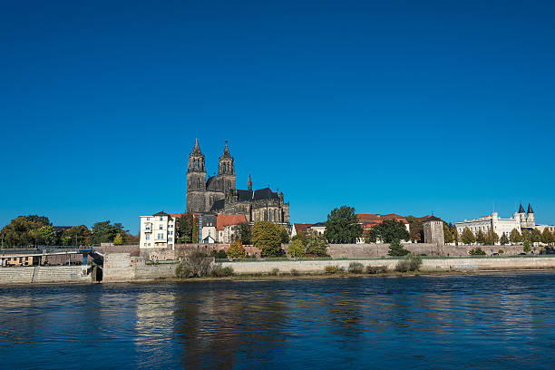 istock Magnificent Cathedral of Magdeburg at river Elbe, Germany 526858015