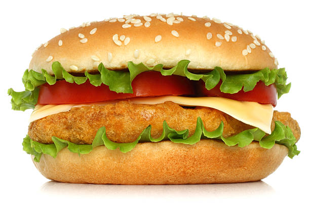 Big chicken hamburger stock photo