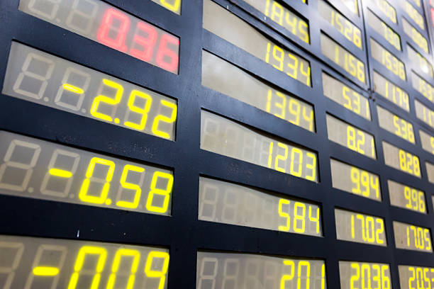 istock stock or currency exchange market displau screen board 526878085