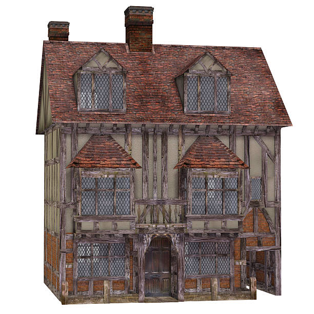 istock Medieval town house, isolated on the white background 526878153