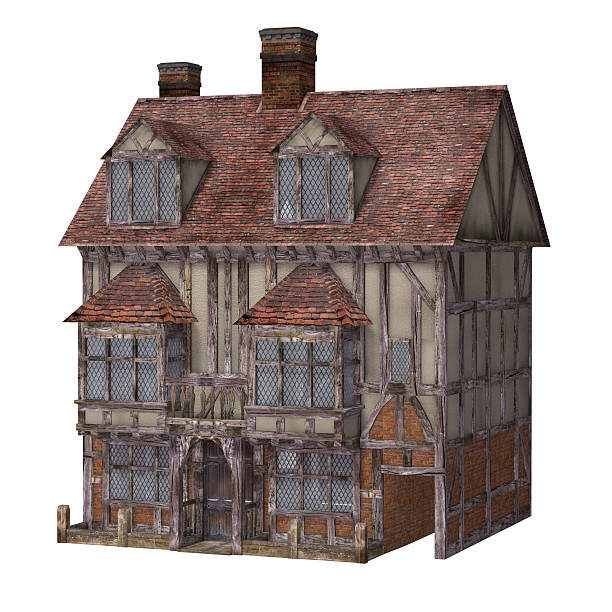 istock Medieval town house, isolated on the white background 526878157
