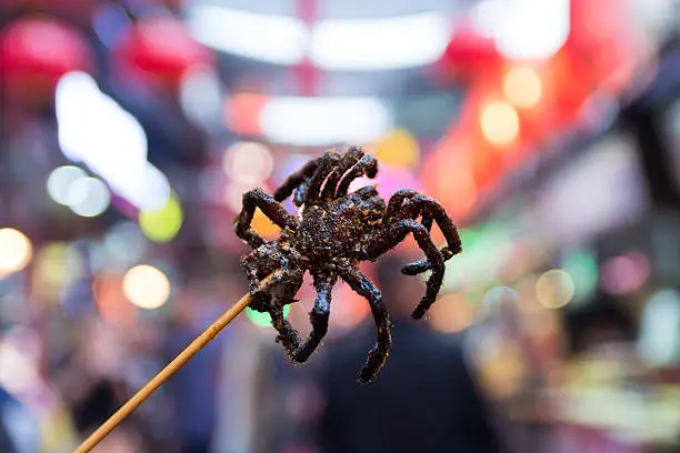 This was taken at the insects market in Beijing and is of a fried Tarantula