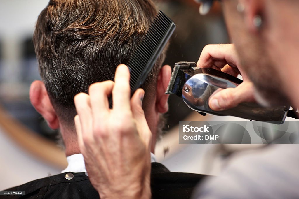 Man Getting His Hair Cut At Salon Stock Photo - Download Image Now - Men,  Cutting Hair, Hairdresser - iStock