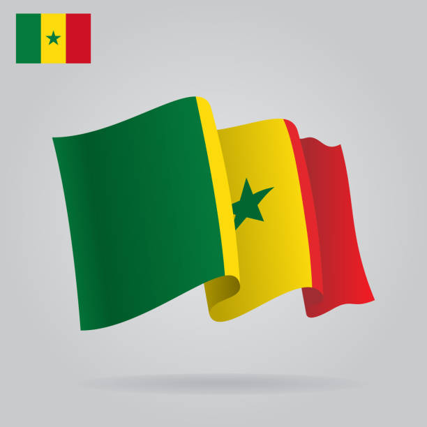 hintergrund mit winken senegal flagge. vektor - - senegal africa vector illustration and painting stock-grafiken, -clipart, -cartoons und -symbole