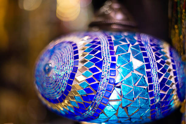 Beautiful blue Turkish lamp at Grand bazaar.