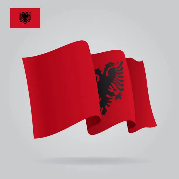 Vector illustration of Background with waving Albanian Flag. Vector
