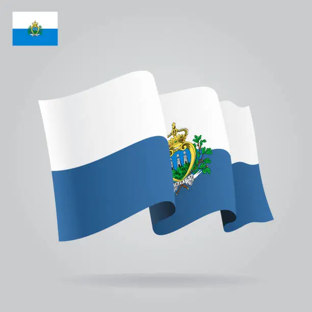 Vector illustration of Background with waving San Marino Flag. Vector