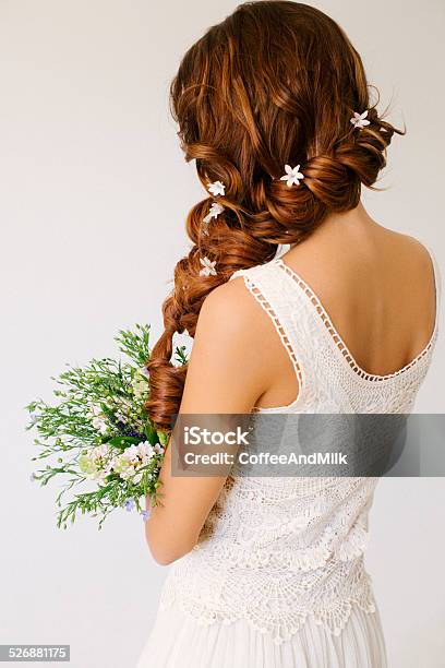 Studio Shot Of Young Beautiful Bride Stock Photo - Download Image Now - Hairstyle, Bride, Wedding