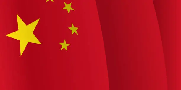 Vector illustration of Background with waving Chinese Flag. Vector