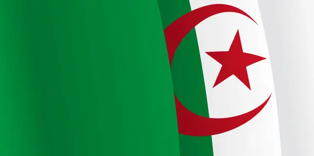 Vector illustration of Background with waving Algerian Flag. Vector