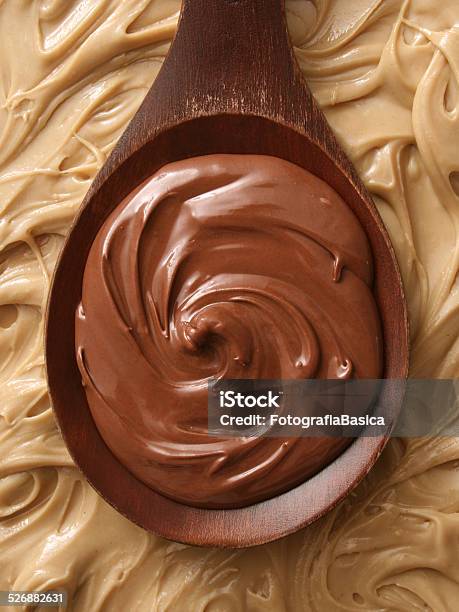 Chocolate Spread And Peanut Butter Stock Photo - Download Image Now - Chocolate, Peanut Butter, Swirl Pattern