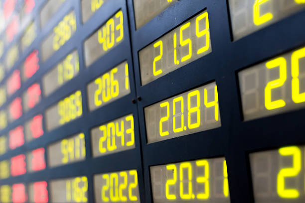 istock stock or currency exchange market displau screen board 526896067