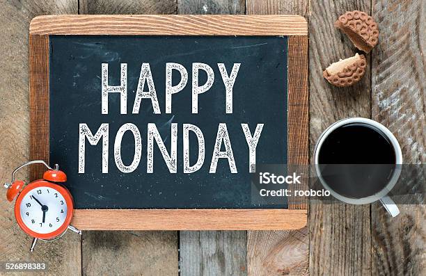 Happy Monday Sign Stock Photo - Download Image Now - Backgrounds, Cafe, Chalkboard - Visual Aid