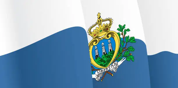 Vector illustration of Background with waving San Marino Flag. Vector