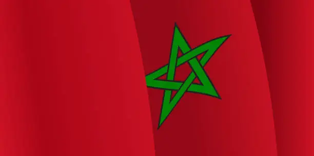 Vector illustration of Background with waving Moroccan Flag. Vector