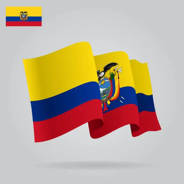 Vector illustration of Background with waving Ecuadorian Flag. Vector